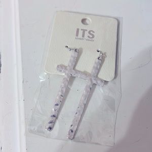 ITS cross earrings with fishhook backs silver color